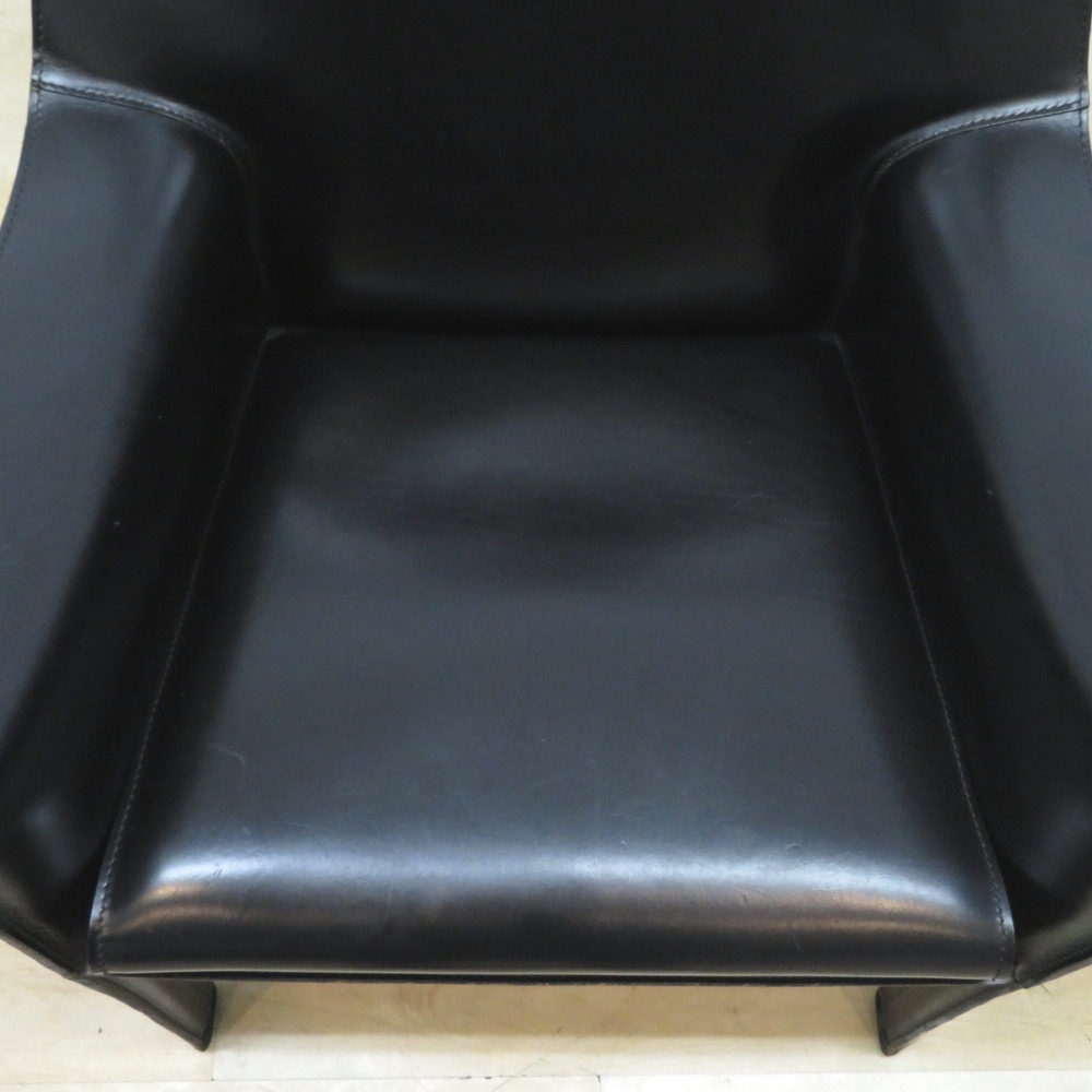 中古】 Cassina 414 CAB ラウンジチェア ブラック 1シーター キャブ
