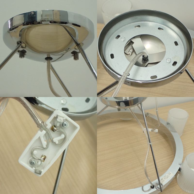 中古】ヤマギワ FLARE 320C2201C シャンデリア シルバー 6灯 ガラス