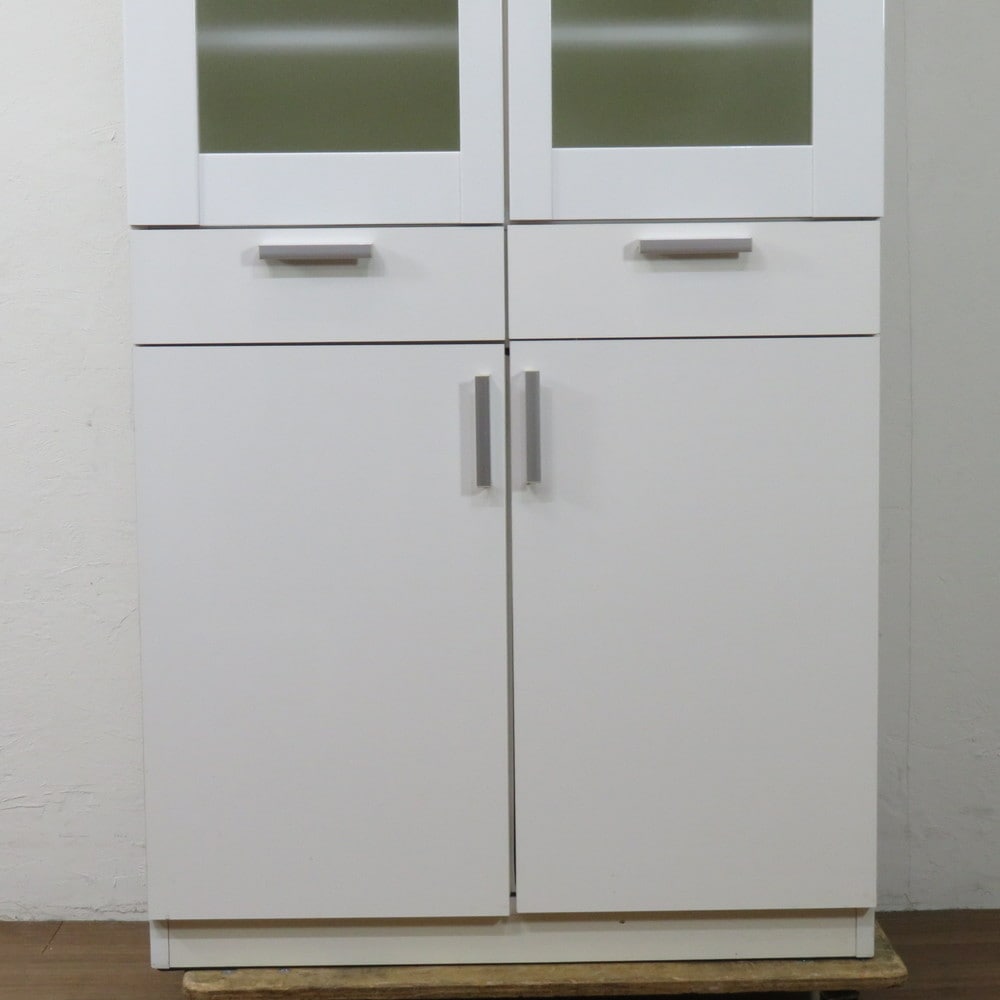 中古】キッチンキャビネット ホワイト 幅800mm 奥行450 高さ1800mm