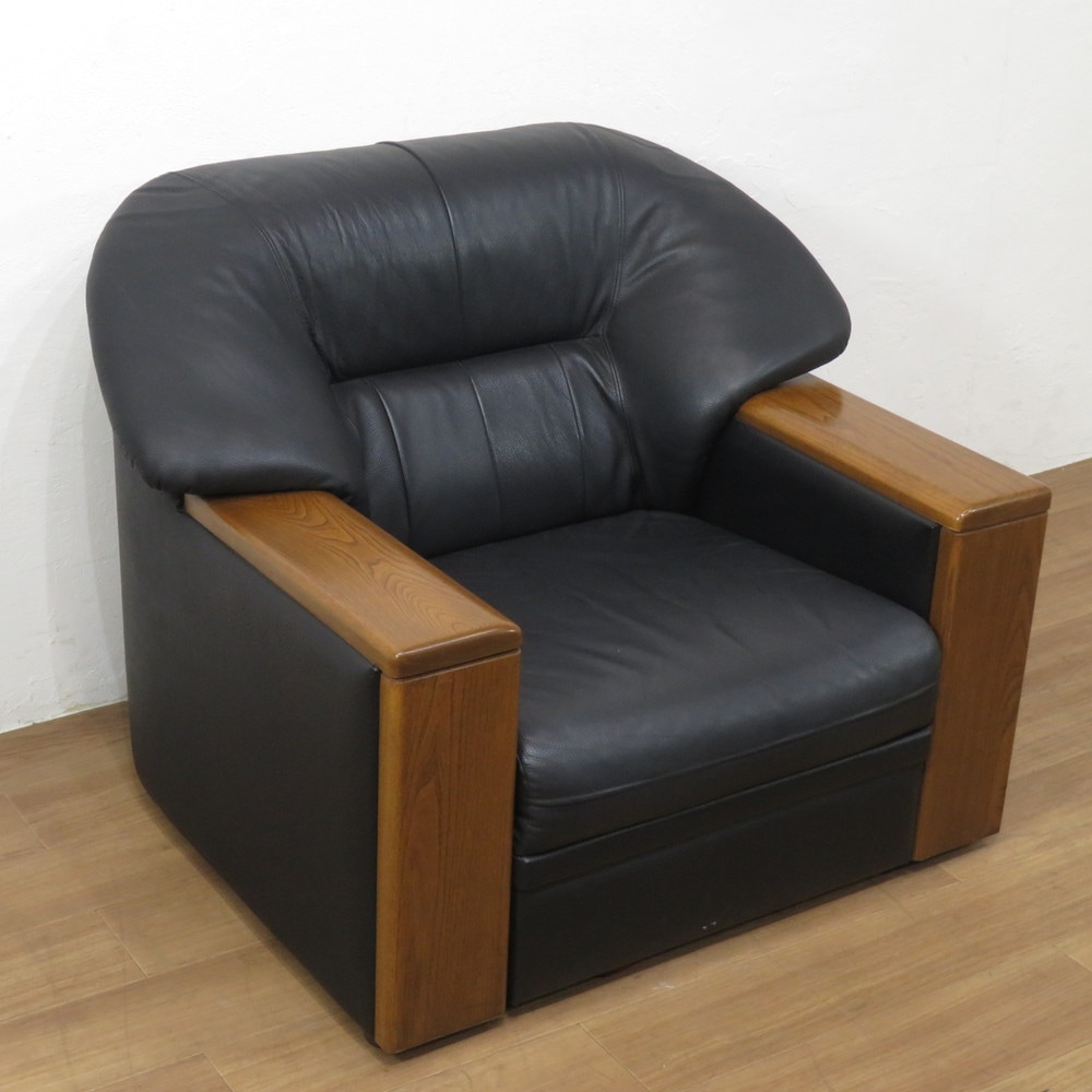中古】カリモク 応接ソファ4点セット ブラック テーブル ソファセット