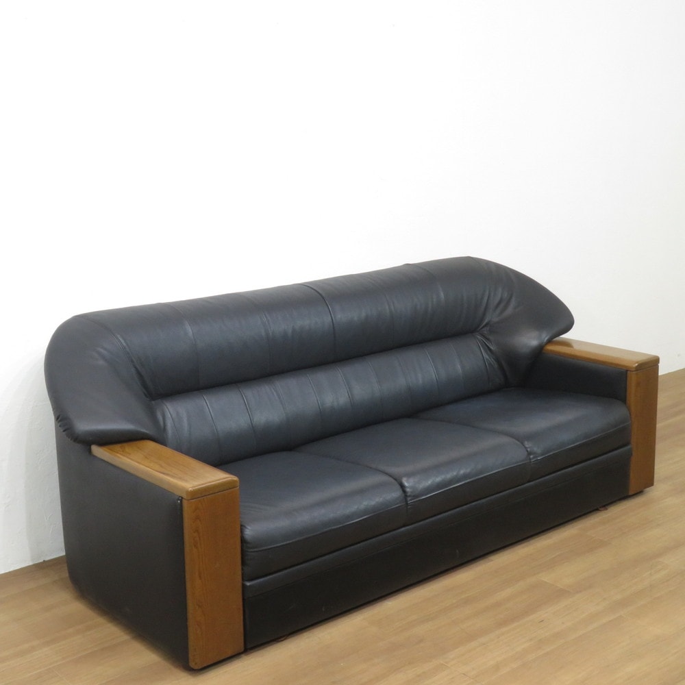 中古】カリモク 応接ソファ4点セット ブラック テーブル ソファセット