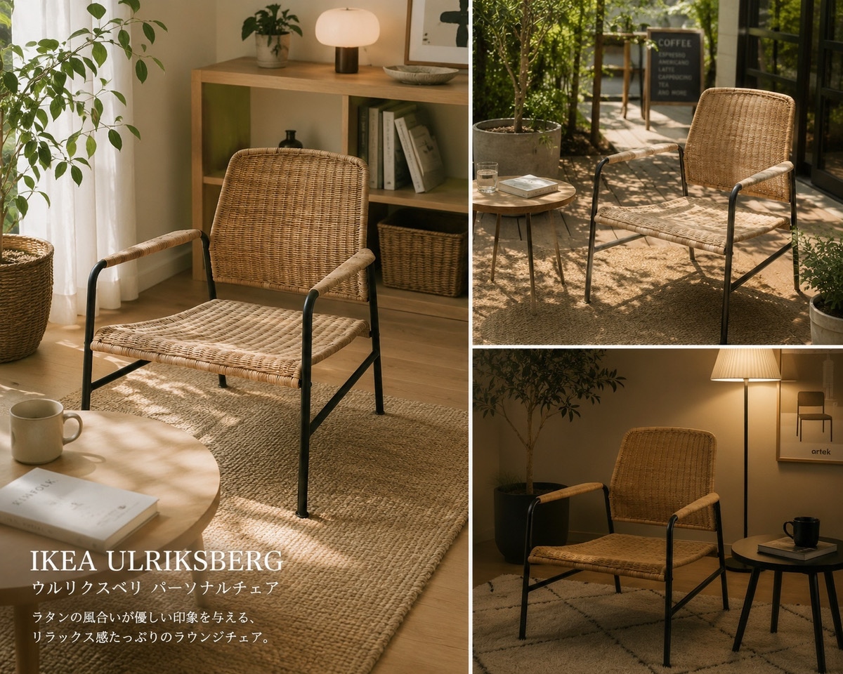 中古】イケア ウルリクスベリ ラタンチェア ラウンジチェア 北欧 韓国