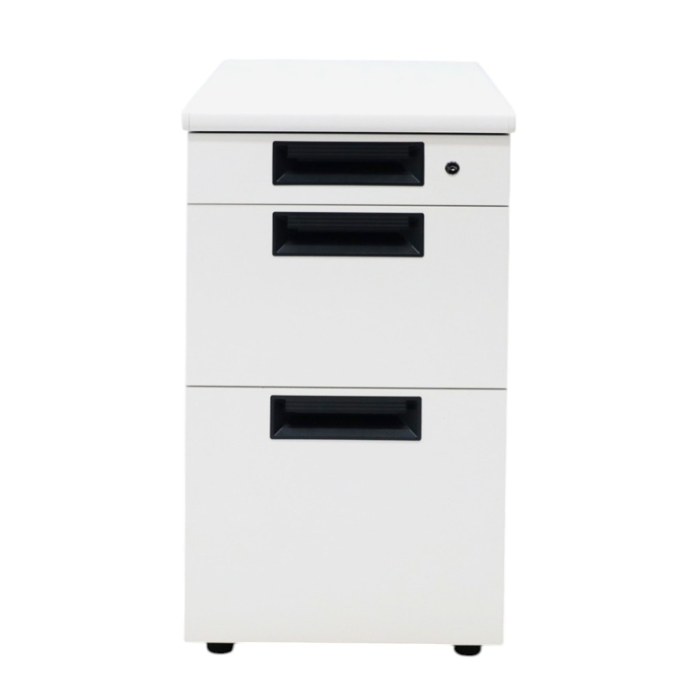 中古】プラス 3段脇机 フラットライン SP-D047D-D3 ホワイト 幅400