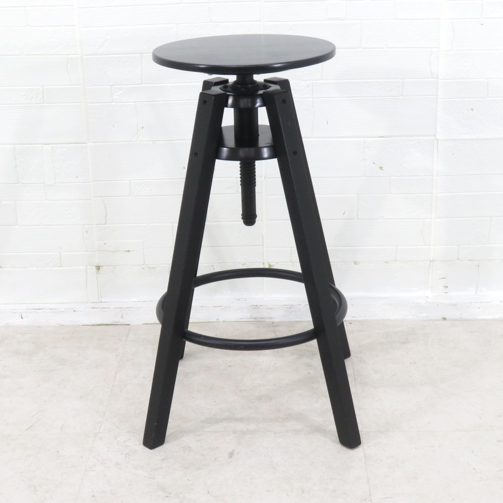 黒いキルティング　カウンタースツール ハイスツール 同色2脚セット 座面高70cm クッションチェア