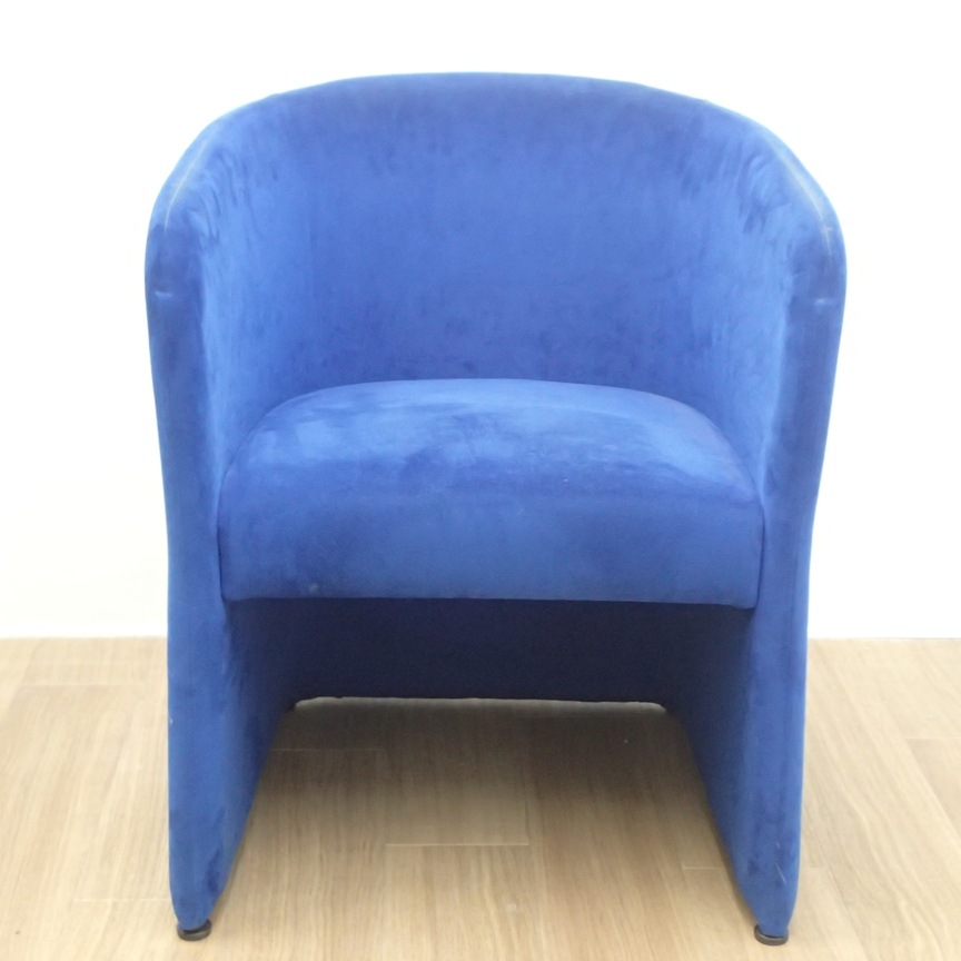 中古】相合家具 ロビーチェア ブルー 肘付き 1人用ソファ ラウンジ