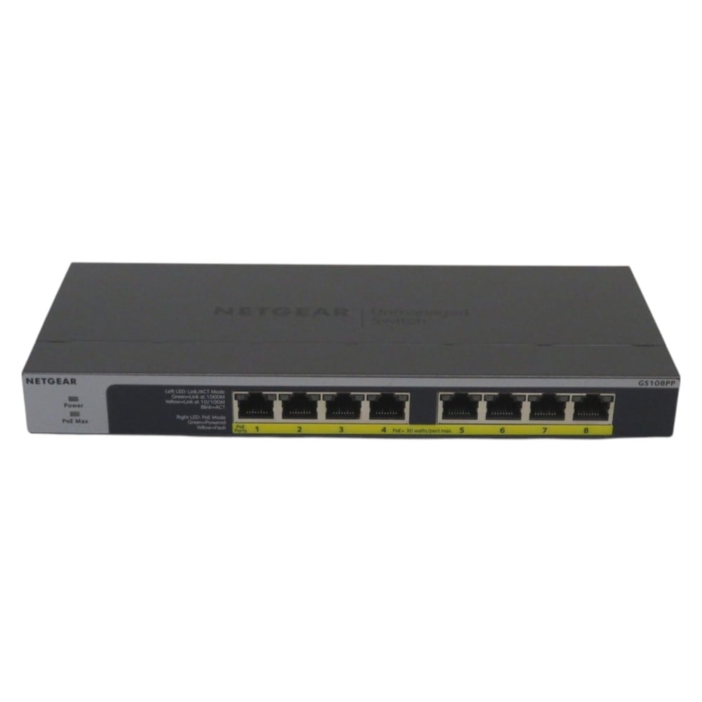 中古】NETGEAR GS108PP 8ポートPoE/PoE+ギガビットアンマネージ