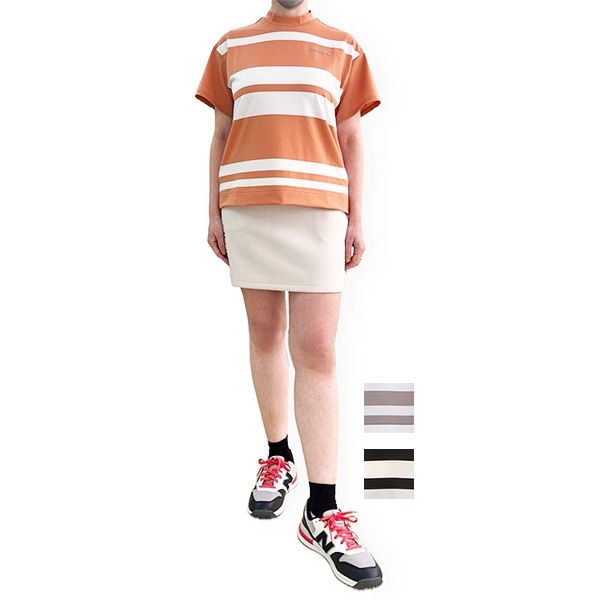 [SALE]BRIEFING(ブリーフィング) WOMEN’S PANEL STRIPE HIGHNECK （リラックスフィット）2025春夏新作[定価20,900円]
