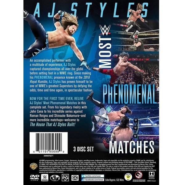 WWE AJスタイルズ モスト・フェノメナル・マッチ DVD