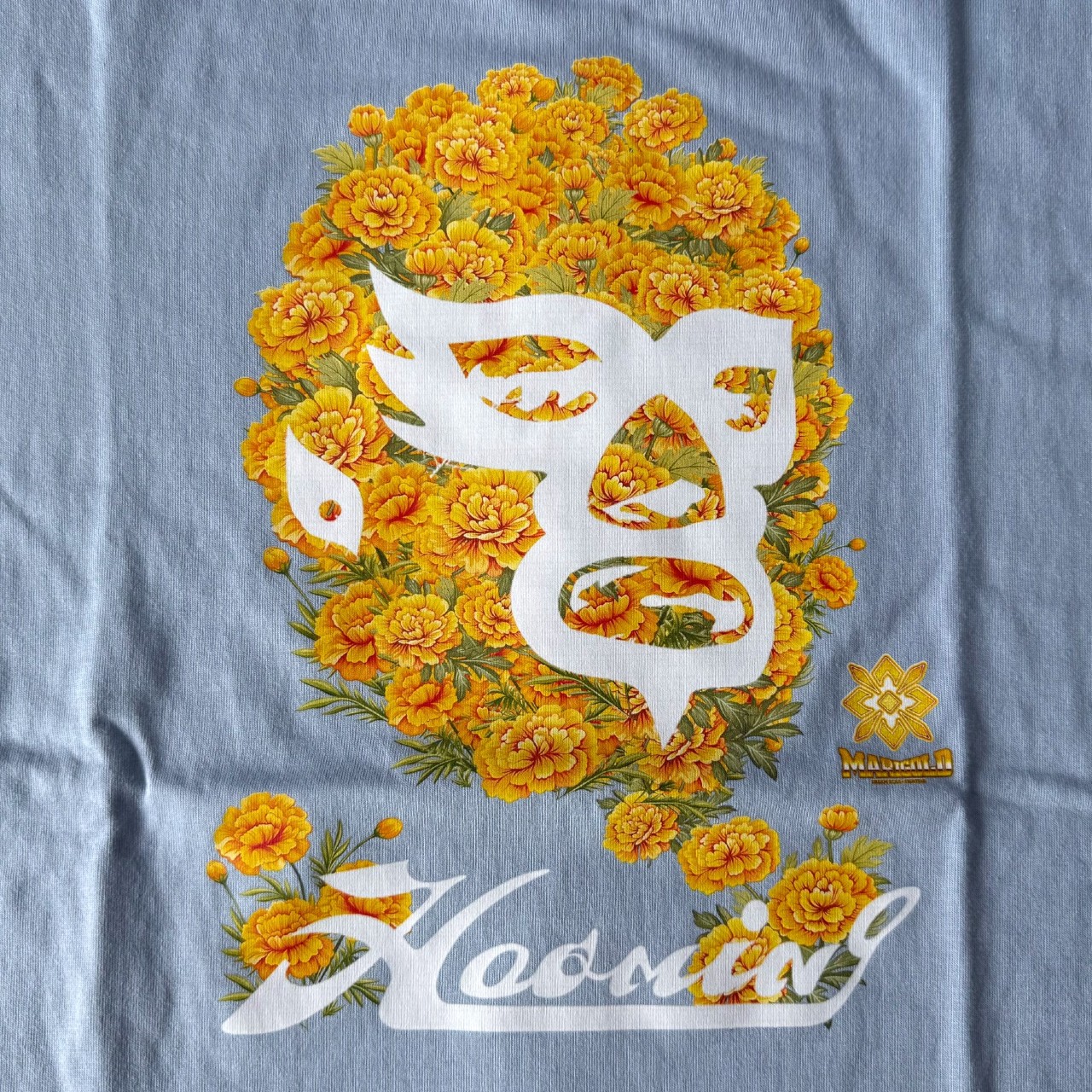 マリーゴールド & ハオミン コラボ長袖Tシャツ アシッドブルー