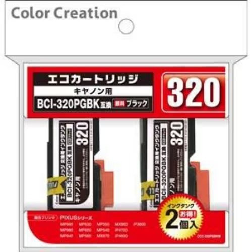 Color Creation CANON BCI-320PGBK�ߴ� ���������ȥ�å� �֥�å� CCC-320PGBKW