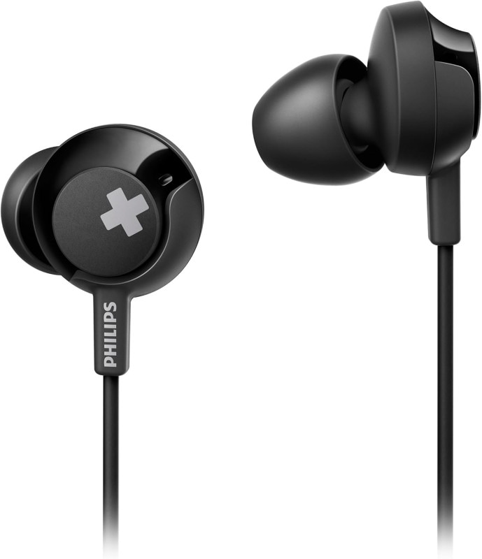 Philips BASS+ ���󥤥䡼�� ͭ�� �إåɥۥ� �ޥ����դ� �֥�å� SHE4305BK