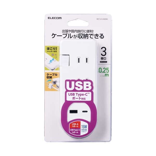 ���쥳�� MOT-U13-2302WH 15W USB-A��1 + USB-C��1 ��Х���USB���å�