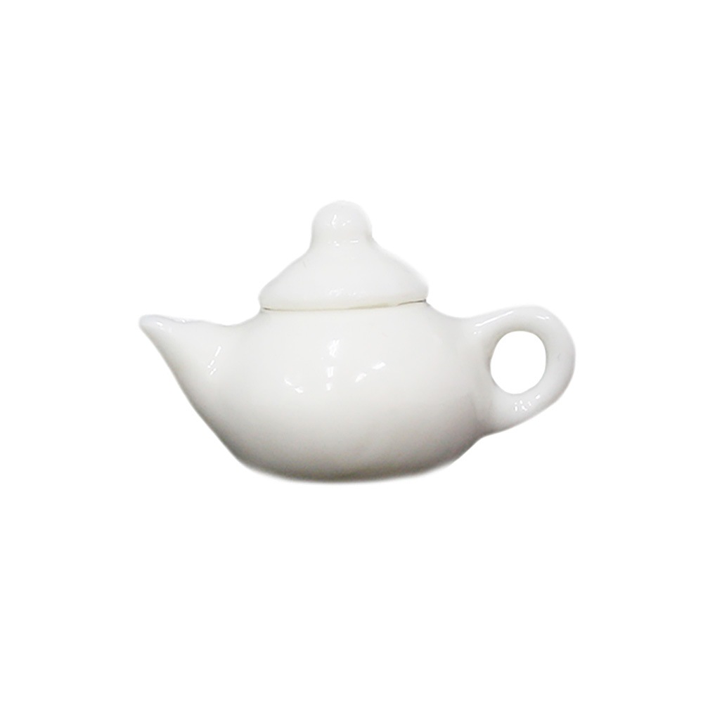 陶器ティーポット 白小 | ミニチュアパーツ | ビリーの手作りドール