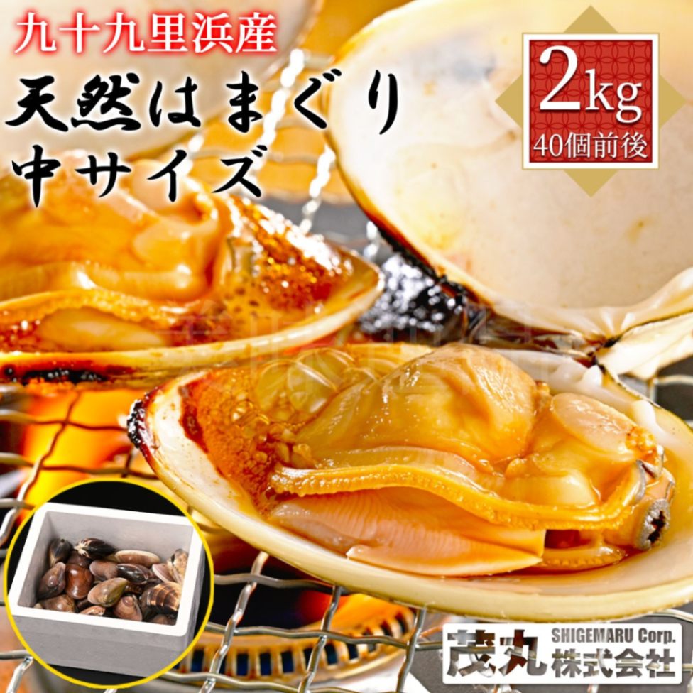 九十九里浜産　天然はまぐり　中サイズ2kg（40個前後）漁師直送　砂抜き済み