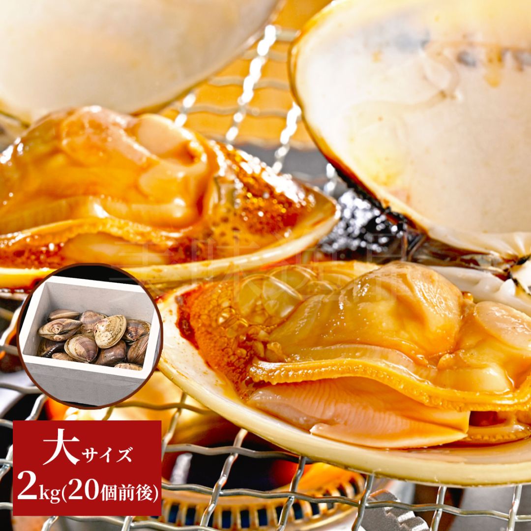 九十九里浜産　天然はまぐり　大サイズ2kg（20個前後）漁師直送　砂抜き済み