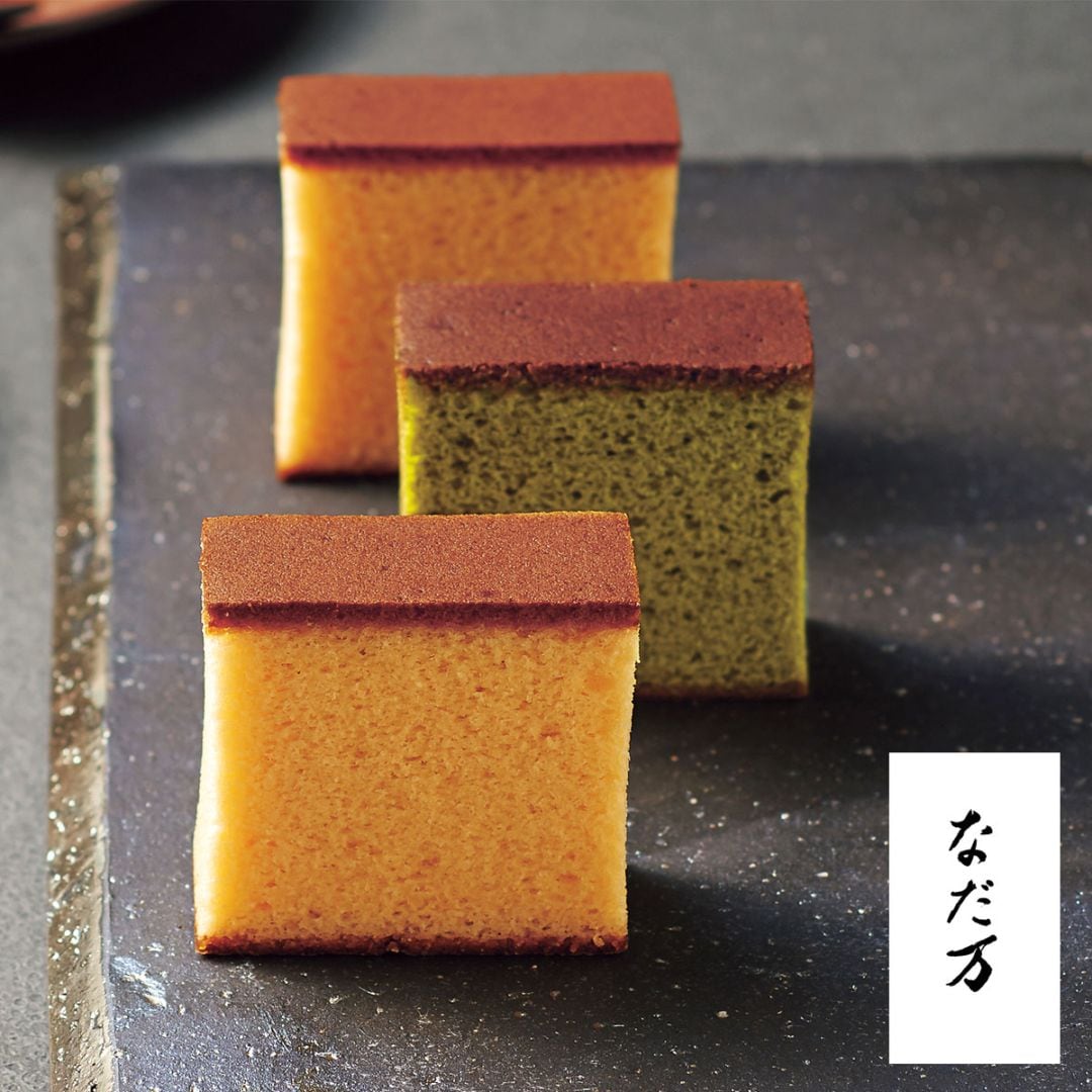 日本料理の老舗・なだ万　かすてら2本セット（プレーン・抹茶）