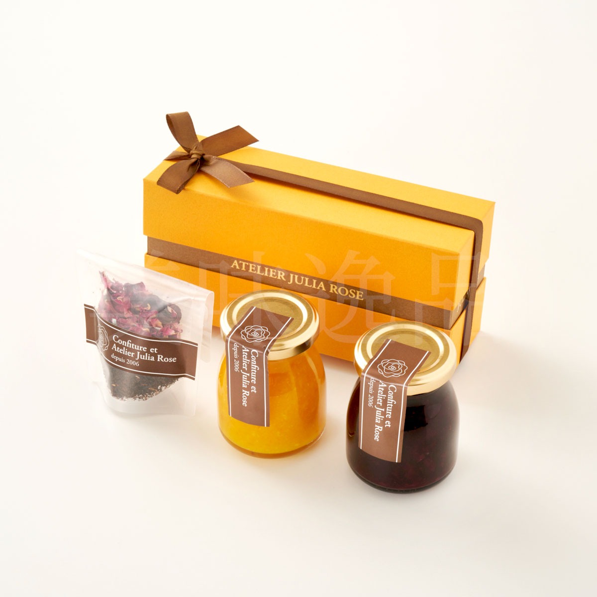 2種の手作りはちみつジャム（イヨカン・ブルーベリー）＆薔薇・ハイビスカスのハーブティーの化粧箱入りギフトセット　国産、無添加のお取り寄せグルメ
