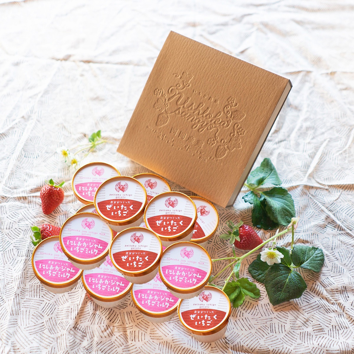 いちご農家が作った いちごジェラート14個セット 徳島県産勝占いちご