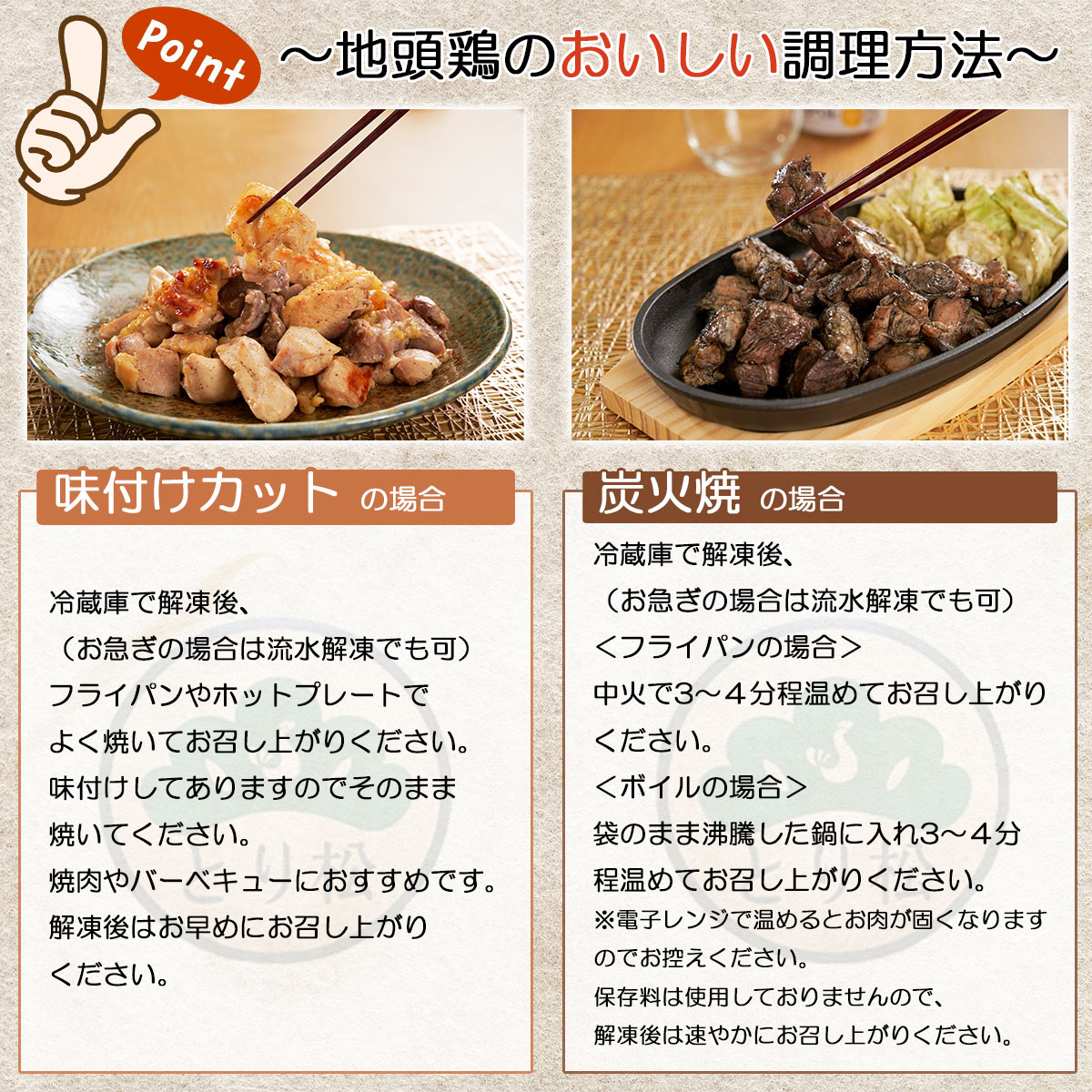 みやざき地頭鶏　炭火焼200g×2個・味付けカット500gセット