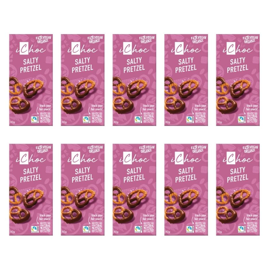 iChoc オーガニックチョコレート ソルティプレッツェル 80g10枚入(冬季限定)