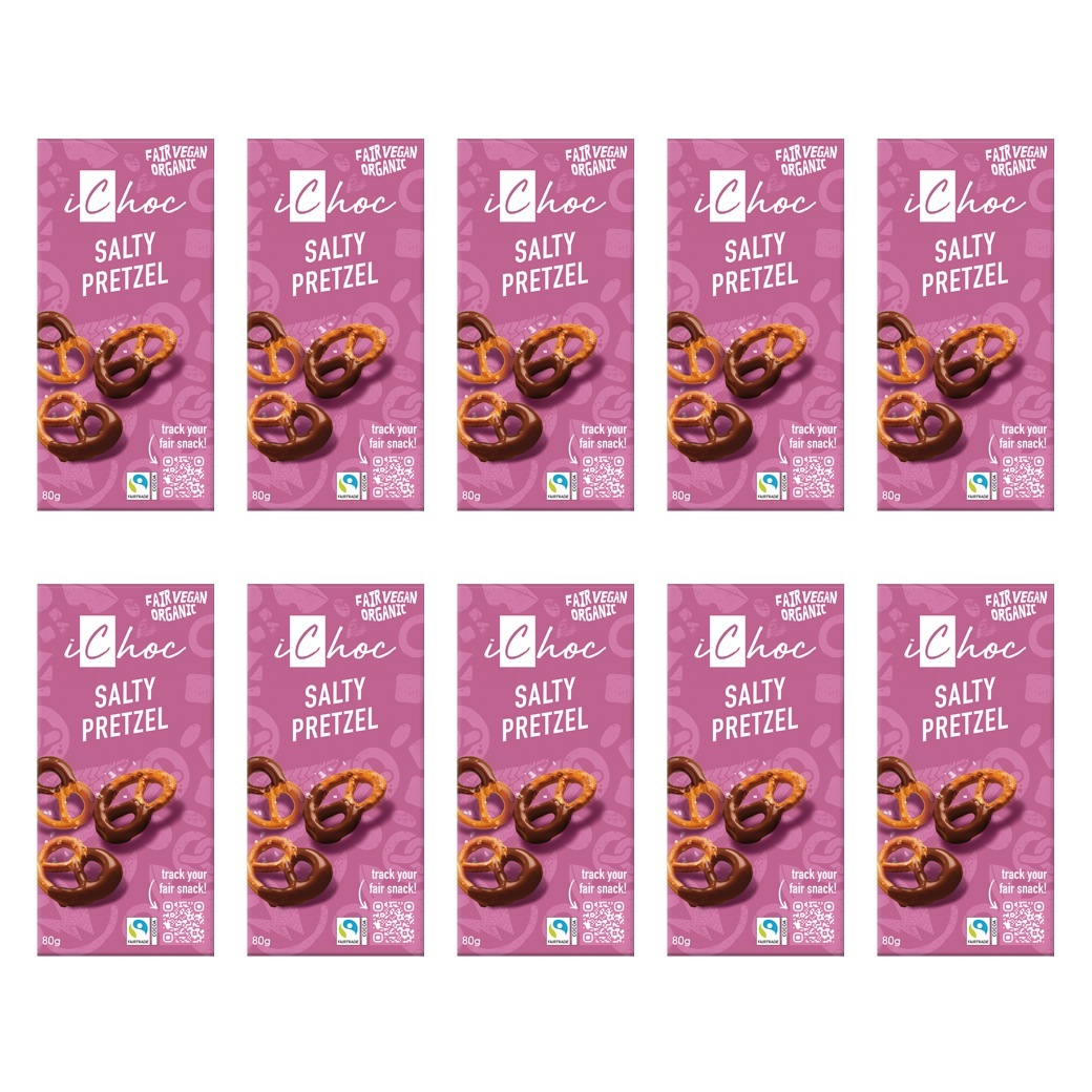iChoc オーガニックチョコレート ソルティプレッツェル　80g10枚入（冬季限定）