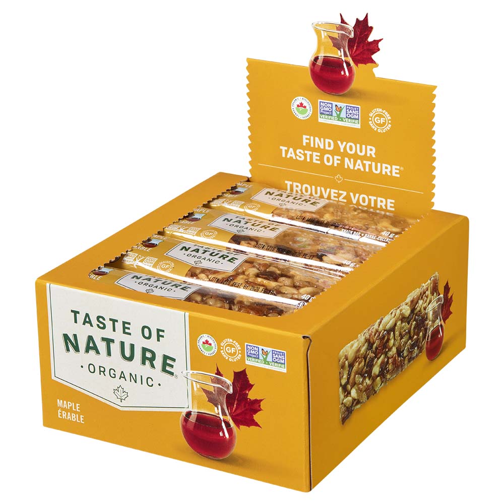 【定期購入】Taste of Natureオーガニックフルーツ＆ナッツバーメープル 16本入