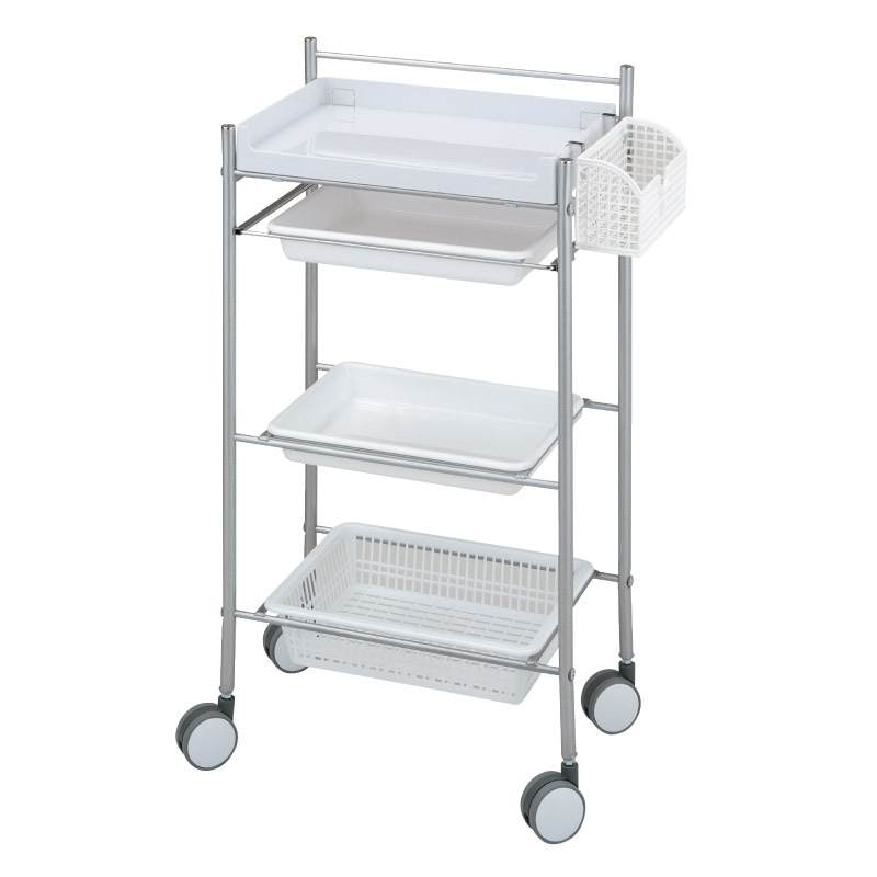 サロンワゴン CML300AC ホワイト 4段（引出し サイドメッシュラック付）高さ49幅48.5奥行30cm