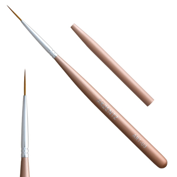 AKZENTS ULジェルネイルブラシ ロングライナー筆03 キャップ付き 毛丈15mm