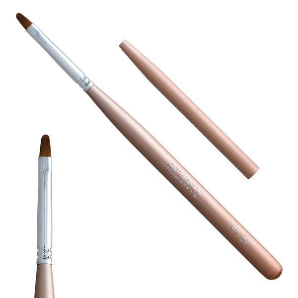 AKZENTS ULジェルネイルブラシ オーバル筆S04 キャップ付き 毛丈8幅4mm