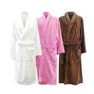 ホイップタッチ バスローブ ガウン 袖あり 3色 ホワイト／ピンク／ブラウン