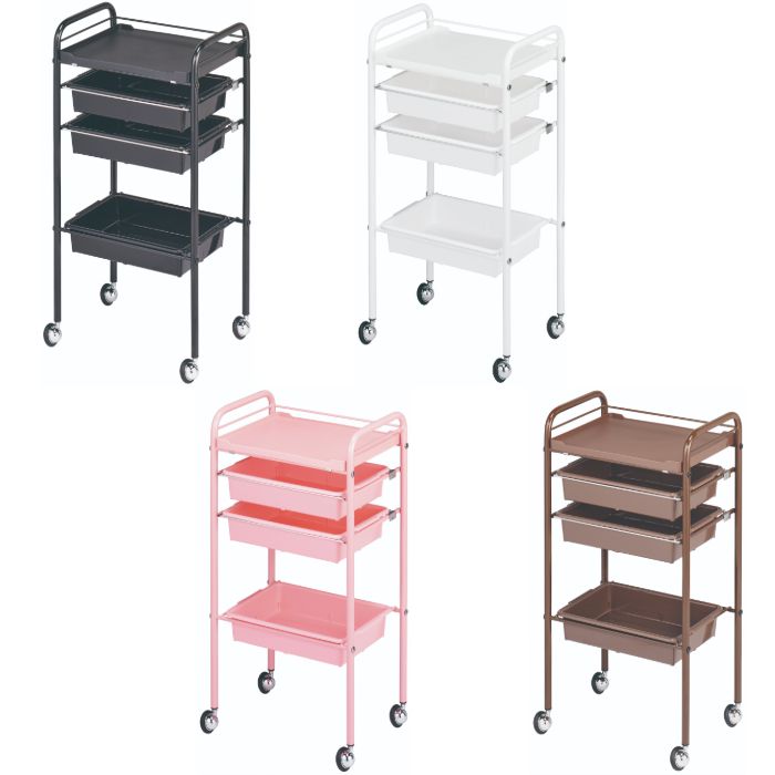 カラーワゴン C-225 4段 4色 スタンダード サロンワゴン 日本製の通販