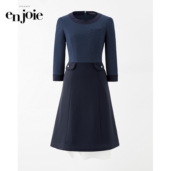 アンジョア ワンピース 61990-1 紺<Classy Knit>の商品