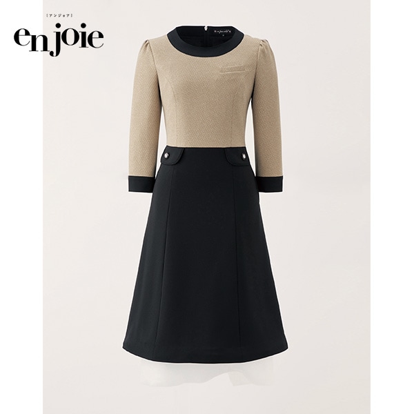 アンジョア ワンピース 61990-7 ベージュ＜Classy Knit＞の商品