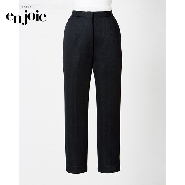 アンジョア 後ろゴムクロップドパンツ 71513-2 黒＜Active Stretch Knit＞