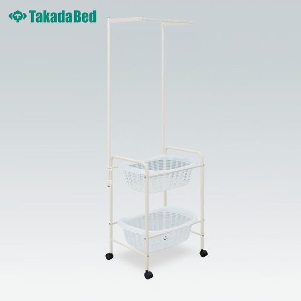 ハンガー掛付脱衣カゴ ワゴン TB-73-28 ホワイト 高田ベッド の通販