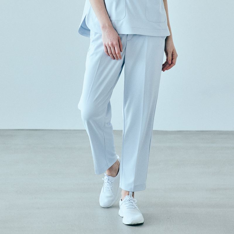 JILL STUART スクラブパンツストレッチストレート サックス（4サイズ