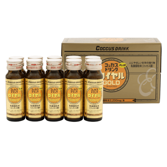 コッカスドリンクロイヤルゴールドプラス (50ml×50本(1箱10本入)) 特殊加工処理した乳酸菌粉末や酵母エキス、ローヤルゼリー、ニンニクエキス粉末入り