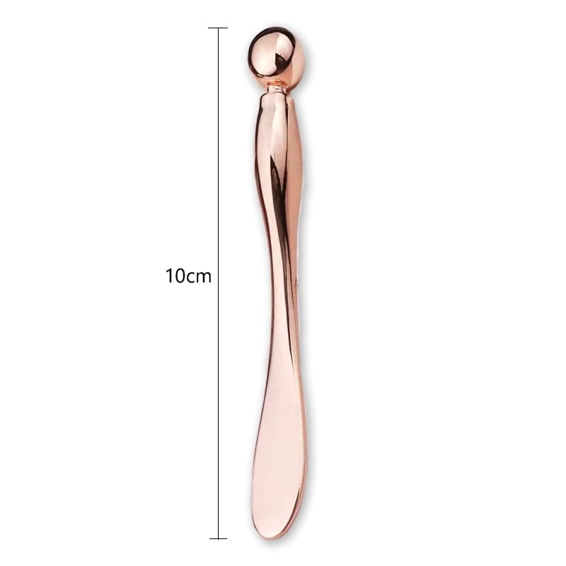 アイクリーム 美容スパチュラ 温冷 金属アプリケーター ローズピンク 10cm 目元ケア 目元マッサージ