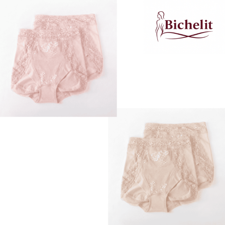 Bichelit (ビシェリット) ビューティーサポート＆ケアショーツ ピンク ベージュ 各2枚セット 補正 吸水 快適性 尿失禁 尿漏れ