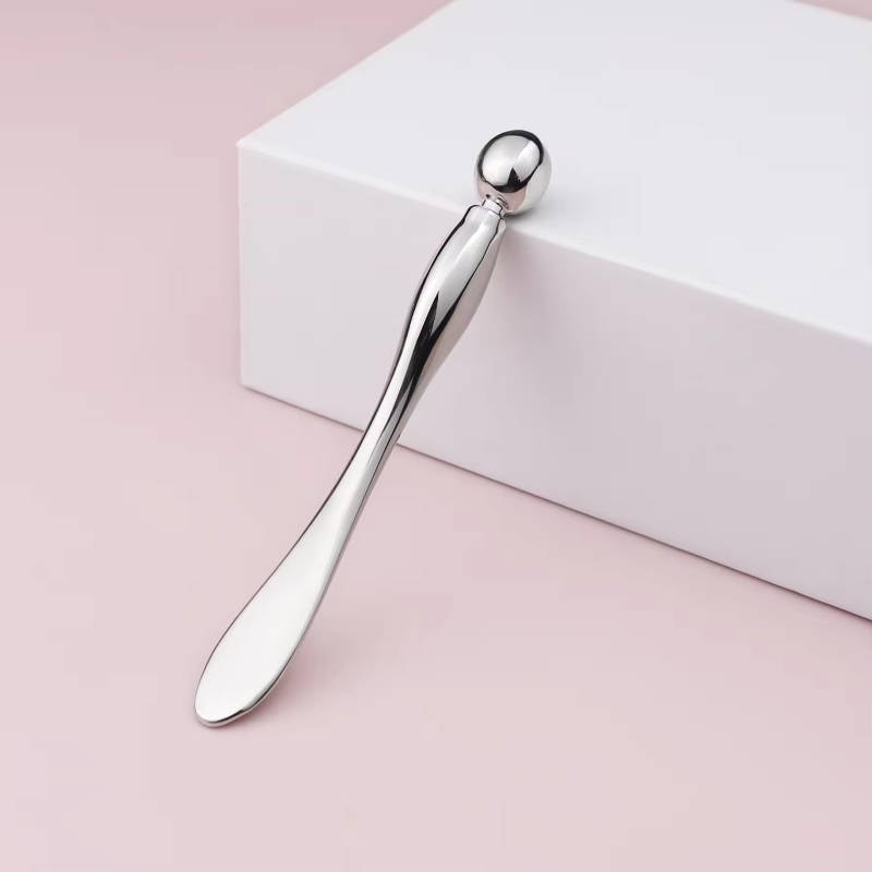 アイクリーム 美容スパチュラ 金属アプリケーター 7.8cm シルバー 目元ケア 目元マッサージ