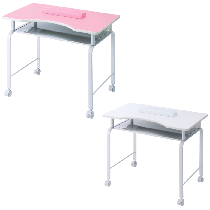 ネイルキャスターテーブル ピンク ホワイト 1500W2口コンセント付 50471 日本製