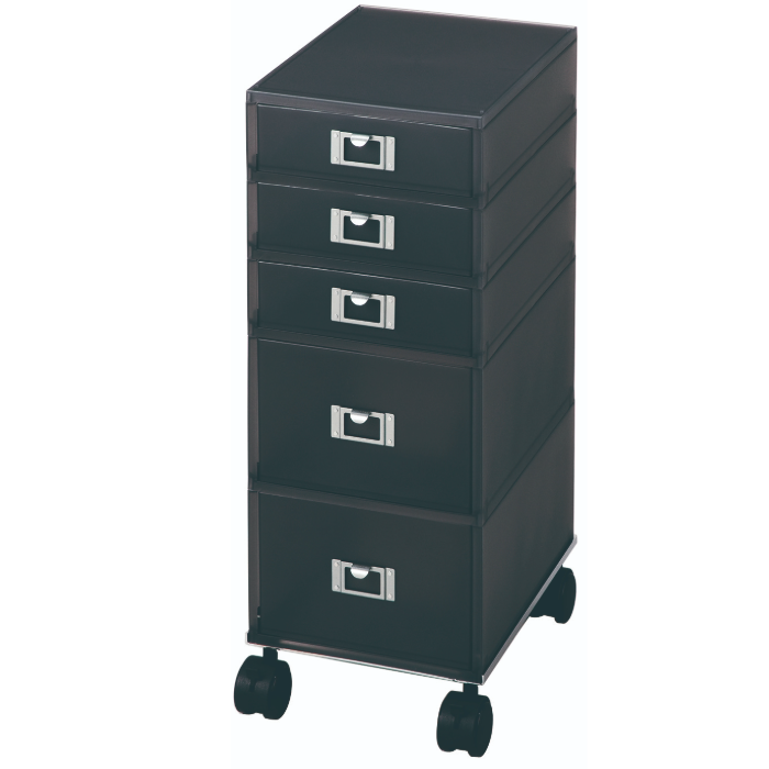 サイドワゴン 5段引き出し収納 ブラック・クリア(ホワイト)  日本製