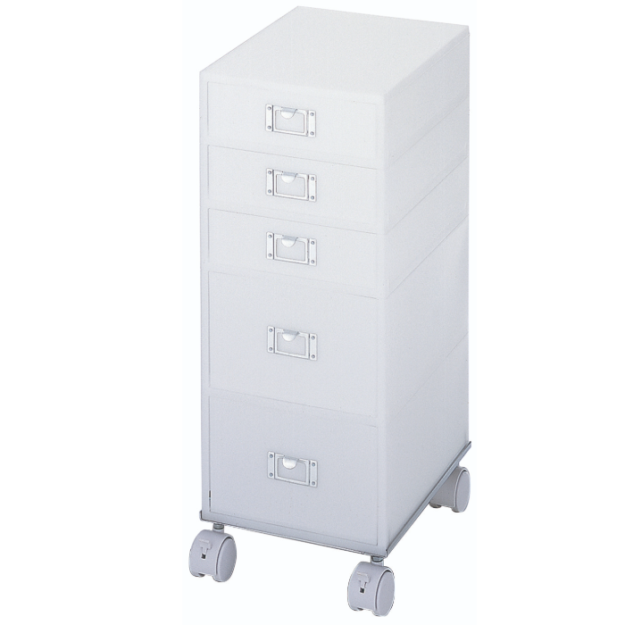 サイドワゴン 5段引き出し収納 ブラック・クリア(ホワイト)  日本製