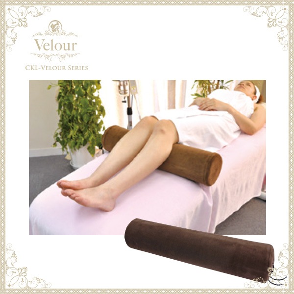 ベロア円型ロングマクラ ロングマッサージ枕 ブラウンのみ