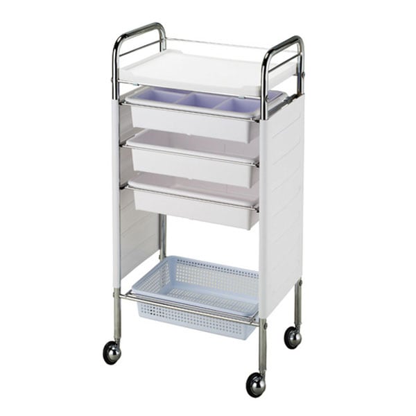 ワゴン セット台 C-263 サイドカバー付 ボールキャスター 5段 高さ86.5×幅48.3×奥行30cm