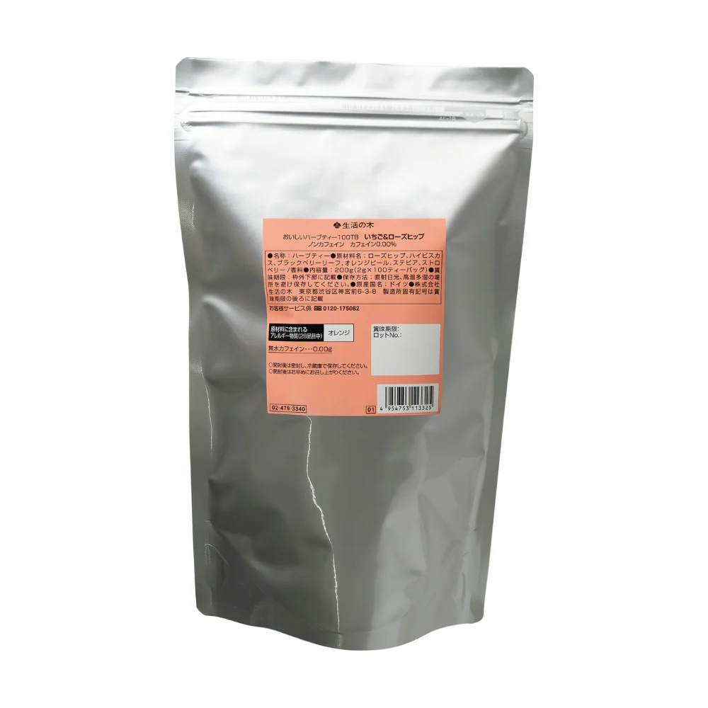 ＜数量限定セール＞生活の木 おいしいハーブティー いちご＆ローズヒップ 100個入 ノンカフェイン（カフェイン0.00％）
