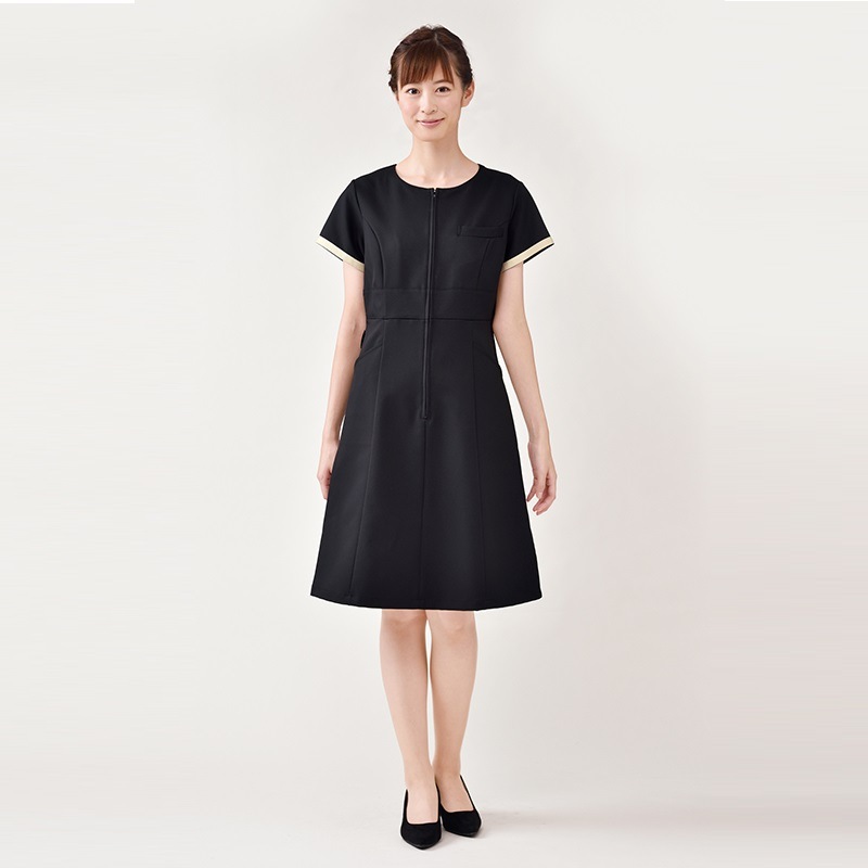 E-3143 ワンピース (2色 ブラック ライトベージュ) SHIROTA(シロタ）