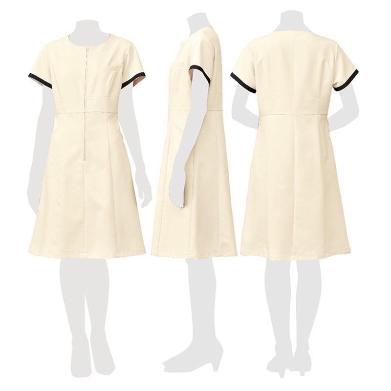 E-3143 ワンピース (2色 ブラック ライトベージュ) SHIROTA(シロタ）