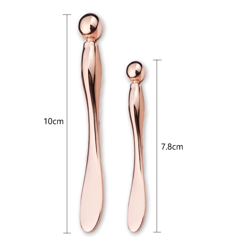 アイクリーム 美容スパチュラ 温冷 金属アプリケーター ローズピンク 7.8cm 目元ケア 目元マッサージ