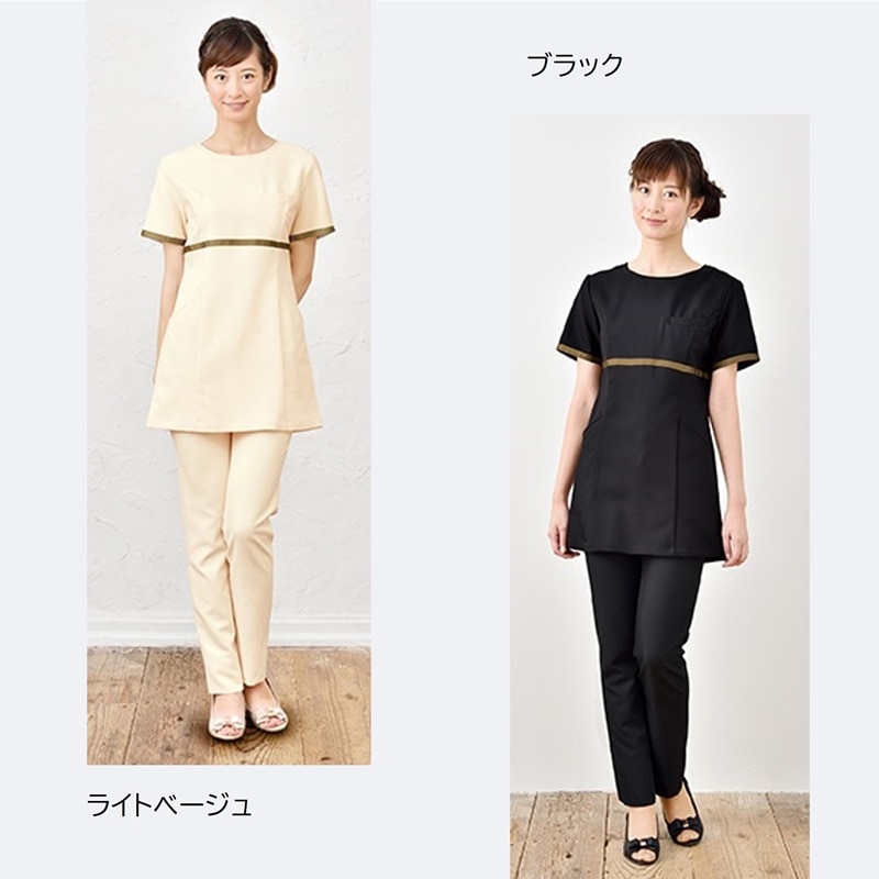 E-3126-7 チュニック (2色 ライトベージュ ブラック) SHIROTA